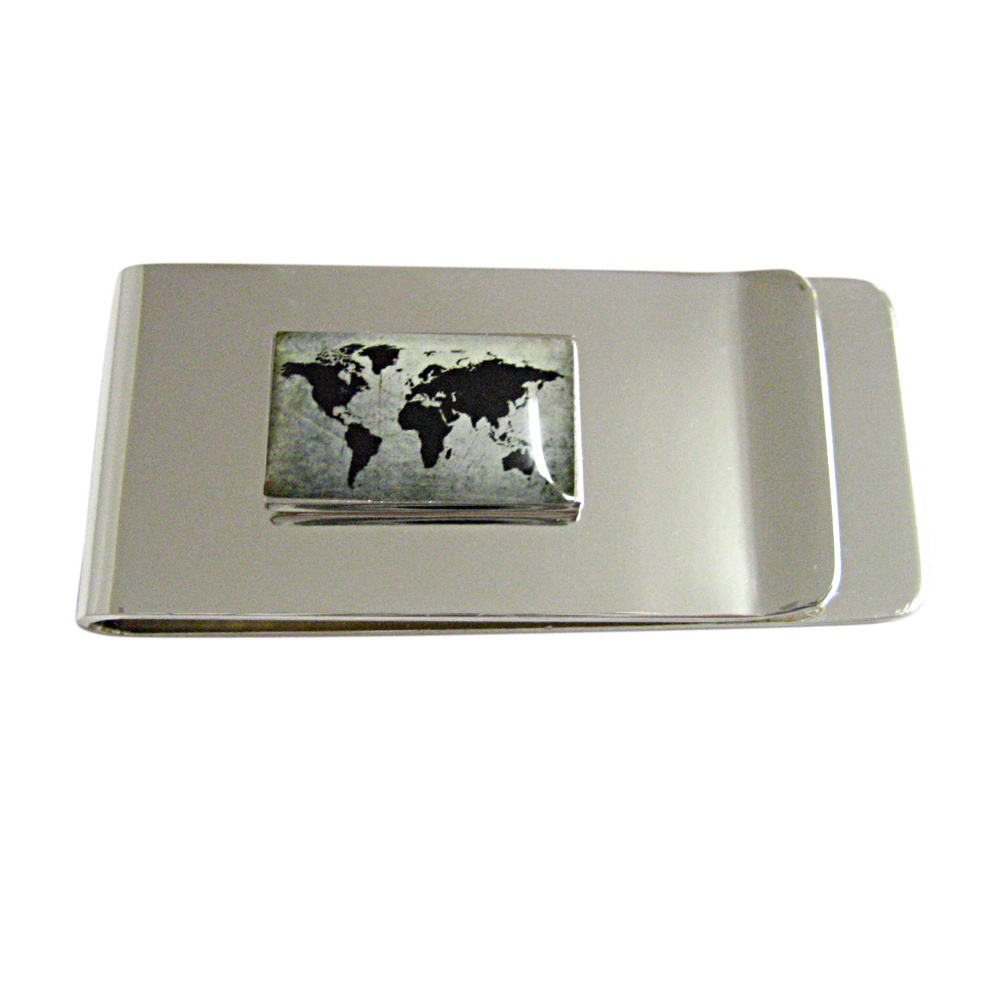 Rectangular World Map Money Clip - image 1